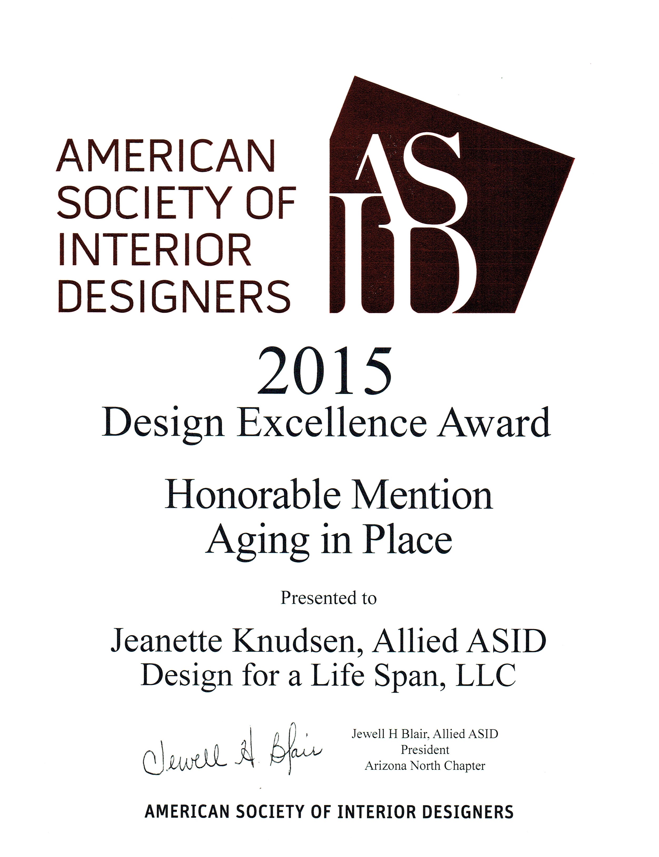 2015 ASID Design Excellence Award 